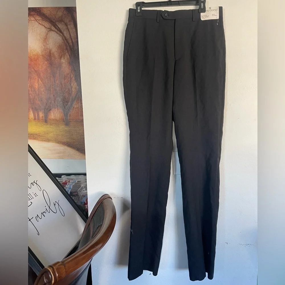 Pronto Uomo Black Wool Slim Fit Trouser Pants